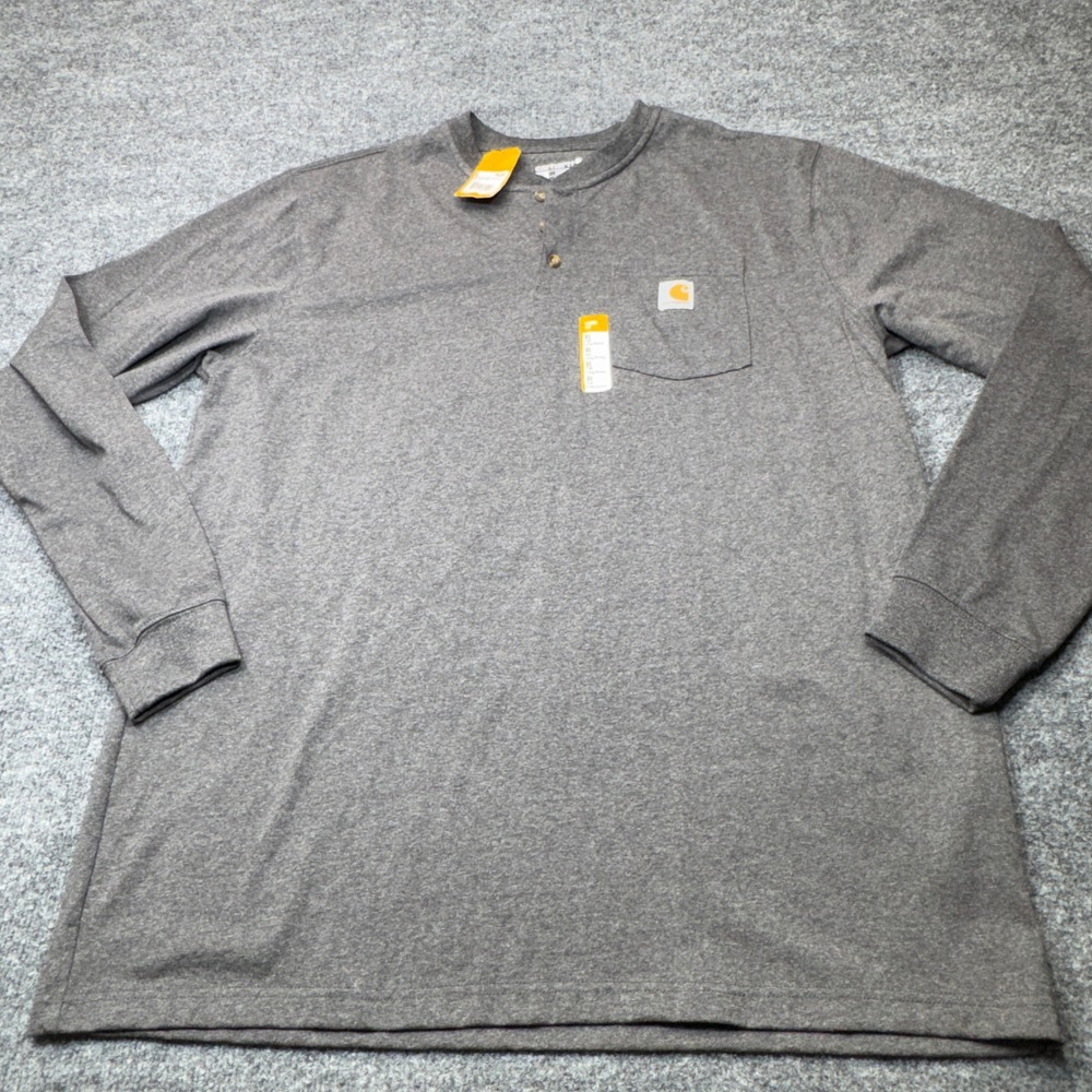 Carhartt Henley Mens XL Gray Heavyweight Pocket T-Shirt Workwear Gorpcore K128